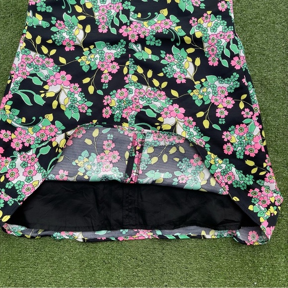 Vintage Voom Joy Han Black Floral Retro Sleeveless Dress Fit & Flare med - Picture 2 of 5